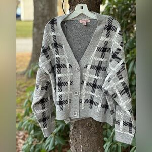 Philosophy Checkered Gray and Black Cardigan- Large